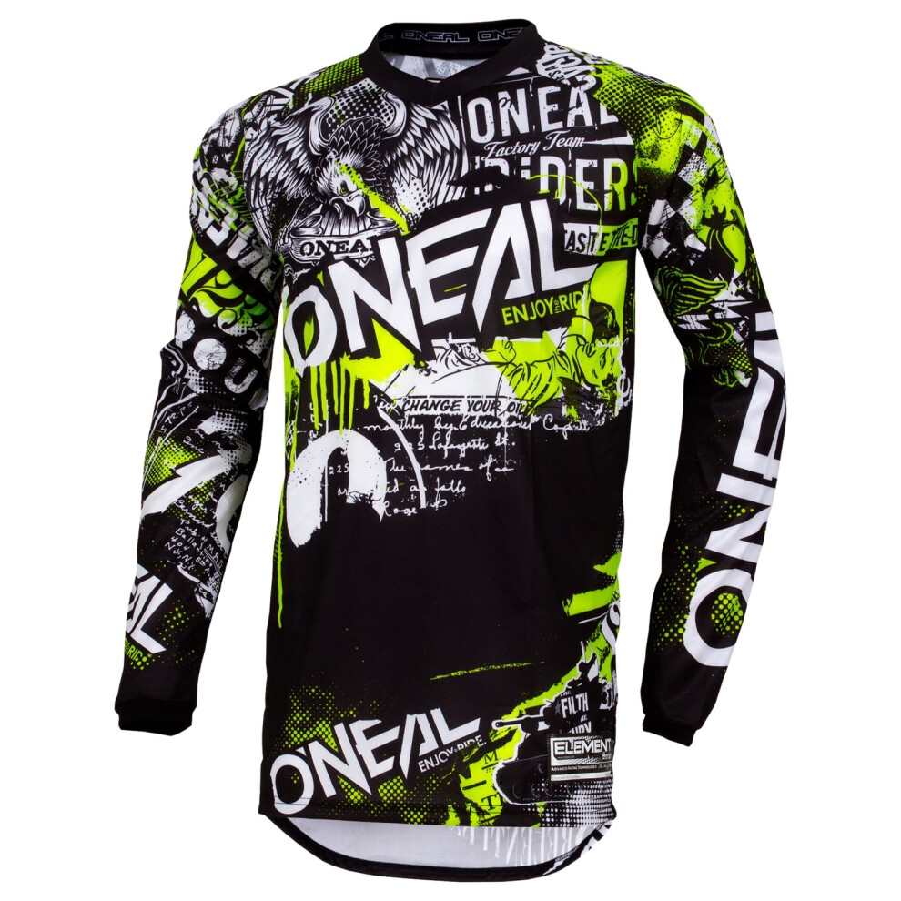 Maillot     col en V Element Attack pour homme O'Neal Noir/Hi-viz Small US