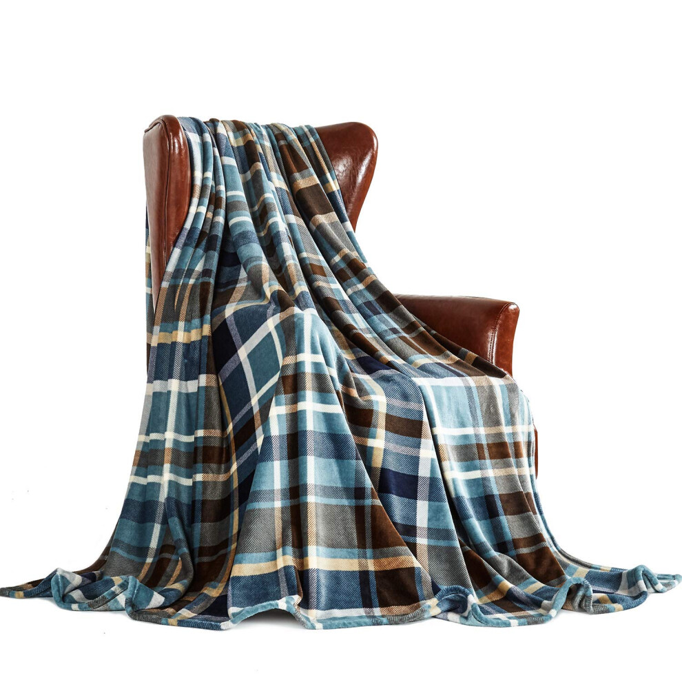 MERRYLIFE Throw Blanket Plaid Sherpa Ultra-Plush Soft Colorful Decor