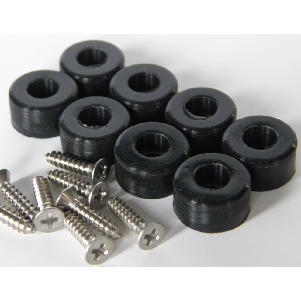 Piedini In Gomma Paraurti 1/2"""" Di Diametro Con Viti In Acciaio Inox Q.T 8 (Nero Bianco Marrone Beige Grigio Verde Arancione) (8 Nero)-image