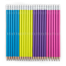 Yoobi nr. 2 potloden, voorgeslepen in felle kleuren, roze, paars, blauw en geel, potloden, leuke schoolbenodigdheden voor kinderen, tieners en volwas