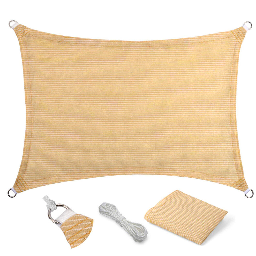 Voile D'ombrage Rectangulaire En Tissu Beige 10 X 12 Cm Pour Terrasse, Jardin, Arri Re-Cour-image