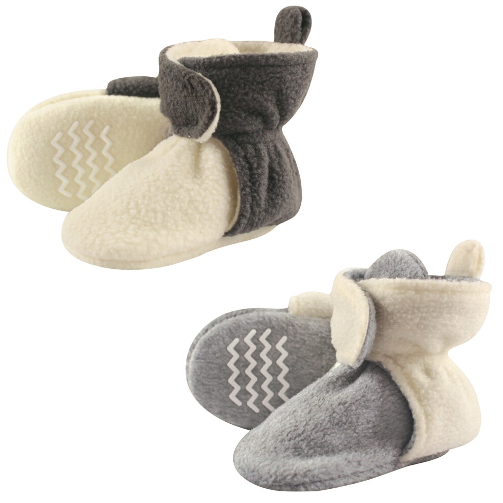 Hudson Baby Unisex-Baby Cozy Fleece Booties Slipper Sock Cream Gray