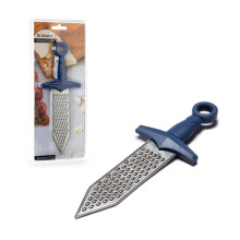 PELEG DESIGN - Gratiator Small Cheese Grater Stainless Steel Sword-Shaped Grating Utensil Lemon Zester Tool with Royal Blue Plastic Handle | Mini Chee