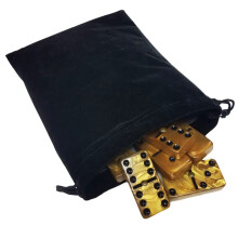 Marion & Co. Domino Double Six 6 Gold Tiles with Spinners Tournament Professional Size in Black Elegant Velvet Bag