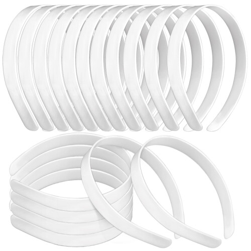 50PCS Amersumer 1/2" Fasce per Capelli Plastiche Senza Denti (Nero) (BIANCO)