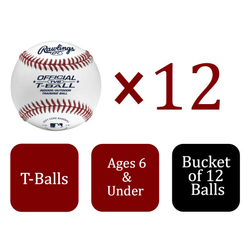 Rawlings | Επίσημες Μπάλες T-Ball | TVB | Νεανικές/6u | Κουβάς | 12 Τεμάχια 2