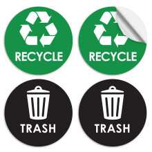Recycle Sticker Trash Can Decal - 6"""" Large Recycling Vinyl - 4 Pack