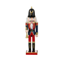 O-TOYS Ornamente din lemn de nuci din lemn Figuri de decorare de Craciun Figuri de papu?i de casa (Trompeta de 12 inci)