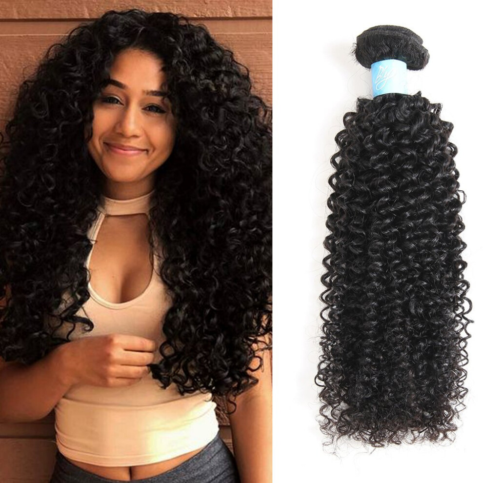 Bly.bh Bly 7A Mongolian Kinky Curly Human Hair Bundles 10/12/14 Inch Unprocessed Hair Weave Weft For Black Women Natural Color