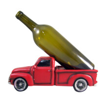 Suporte Decorativo para Garrafa de Vinho Caminhão Vermelho Vintage | Decorações Americana