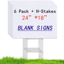 Mejor Conocido 6 Pack 24 """" X18 """" White Blank Lawn Yard Signs Corrugered Plastic Sheet With Holdable H-Stakes til forfremmelse ?bning Business G