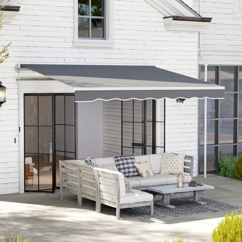 Outsunny Garden Sun Shade Canopy Retractable Awning, 2.5 x 2m, Dark Grey