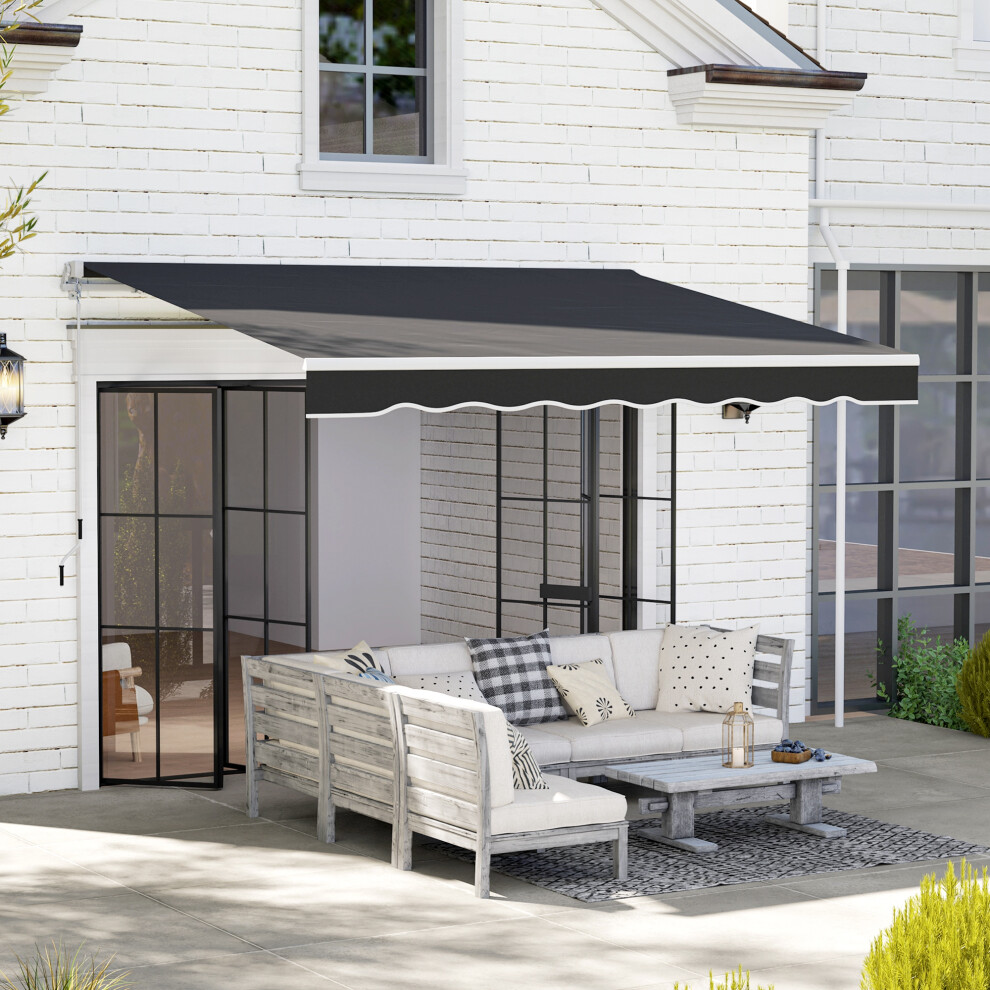 Outsunny Garden Sun Shade Canopy Retractable Awning, 2.5 x 2m, Black