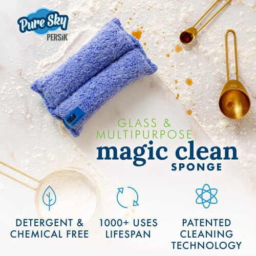 PureSky Ultra Microfiber Cleaning Sponge  2in1  Combination for Gla 2