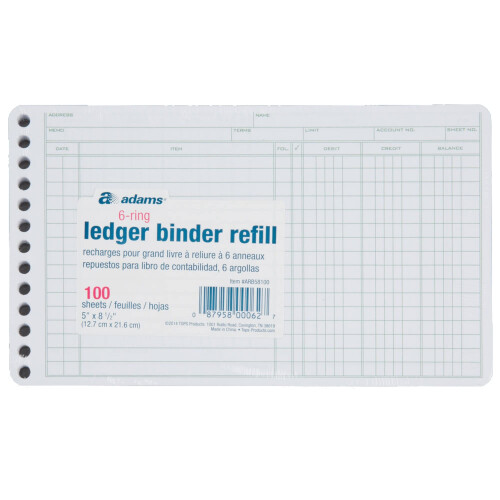 Adams Ledger Sheets 5"""" x 8"""" Groen/Wit