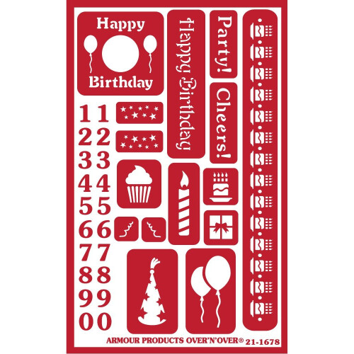 Stencil Γυαλί Ασφαλείας Happy Birthday, Πολλαπλών Χρωμάτων 1
