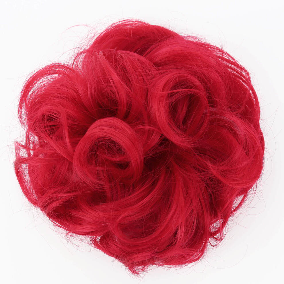 Caisha Unisex Red Big Hairpiece Scrunchy Updo Bridal Hairstyle Curly Messy Bun G28e