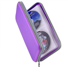 Wismart 72 Kapacitet Tung CD DVD Blu-Ray Media Case Storage Holder Organizer Wallet (Purple)