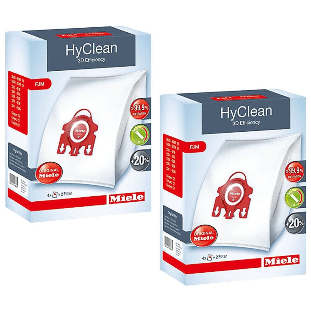 Miele HyClean 3D Efficiency Dust  Type FJM  8 Bags & 4 Filters  Red