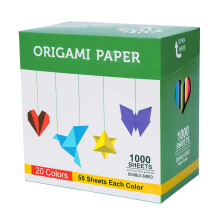 BUBU Origami-paperipakkaus 1000 arkkia, 6 tuuman neli  , kaksipuolinen, v  rillinen, 20 kirkasta v  ri   aloittelijoille, koulutukseen ja askartelutu