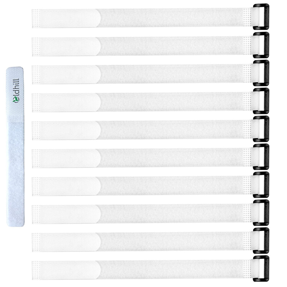 Oldhill Hook And Loop Cinch Straps Adjustable And Reusable 10 Pack 12 X 08 White 650434988568