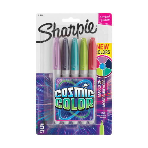 Sharpie Μόνιμοι Μαρκάδες Sharpie, Λεπτή Μύτη, Κοσμικό Χρώμα, Περιορισμένη Έκδοση, 5 Τεμάχια