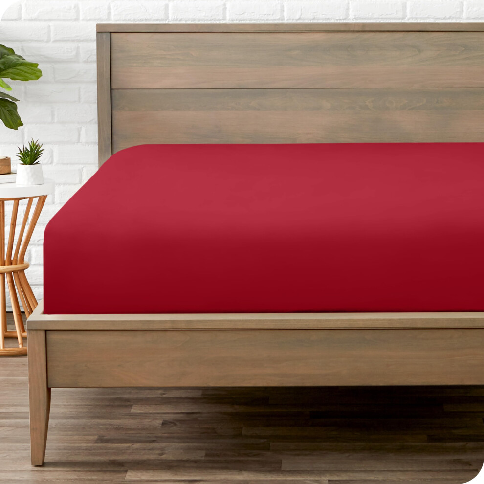 Drap-housse Bare Home King Size - Microfibre Premium 1800 - Luxe h   telier ultra-doux - Poche profonde - R   sistant et durable (King Red)