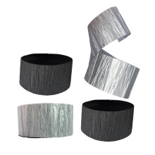 Luftschlangen aus Krepppapier in Schwarz und Metallic-Silber, insgesamt 4 Rollen, hergestellt in den USA
