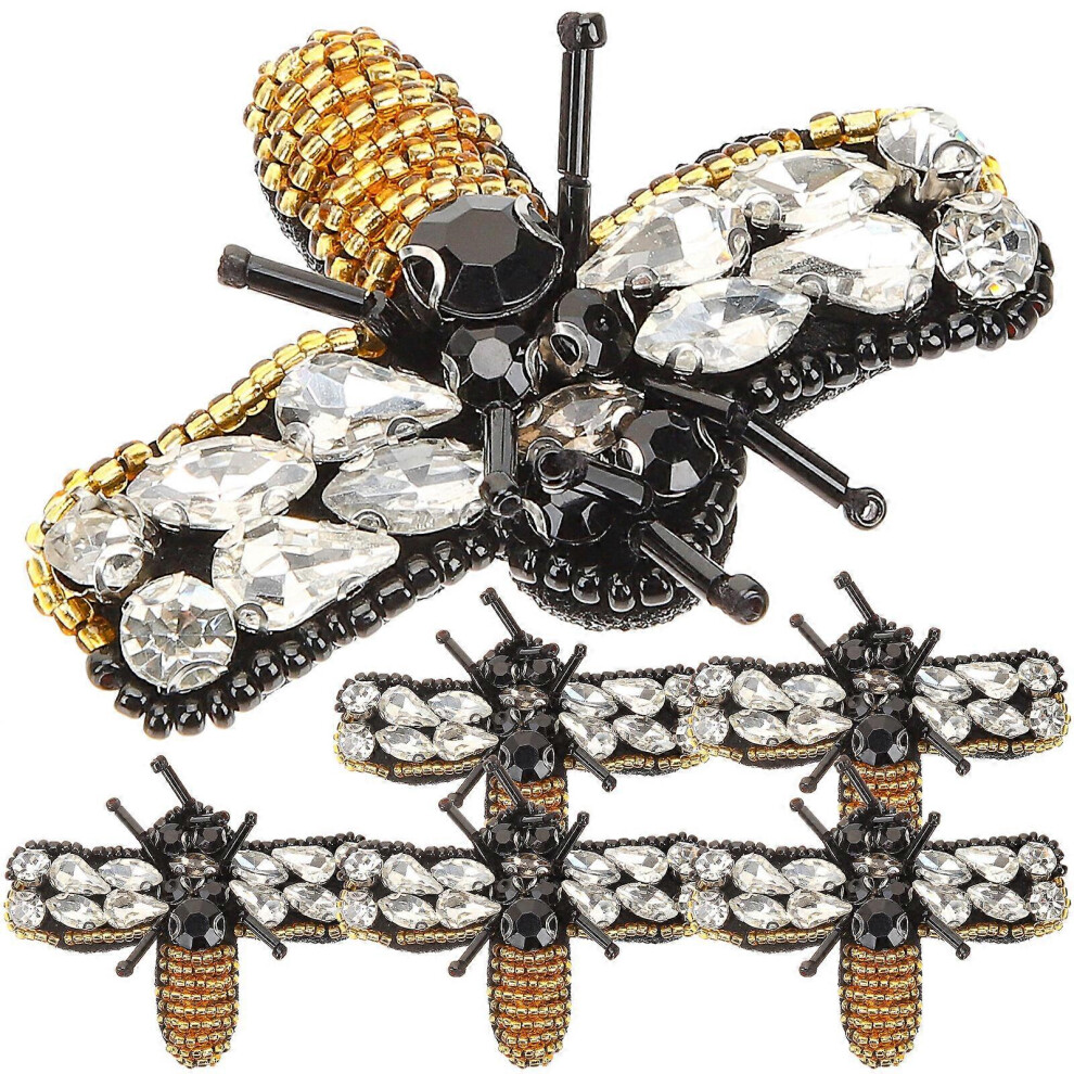 Kricely (As Show, One Size) 6Pcs Rhinestone Patches Sewing Applique Insect Embellishment Decoration For Clothing Hats Backpacks