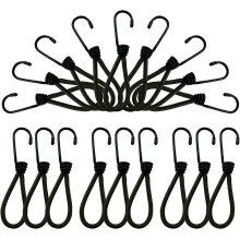 (As show, One size) Bungee Tensioners with Hooks, 25 Pieces Tensioner Hook, Tarpaulin Tensioner Black Rubber Tensioner