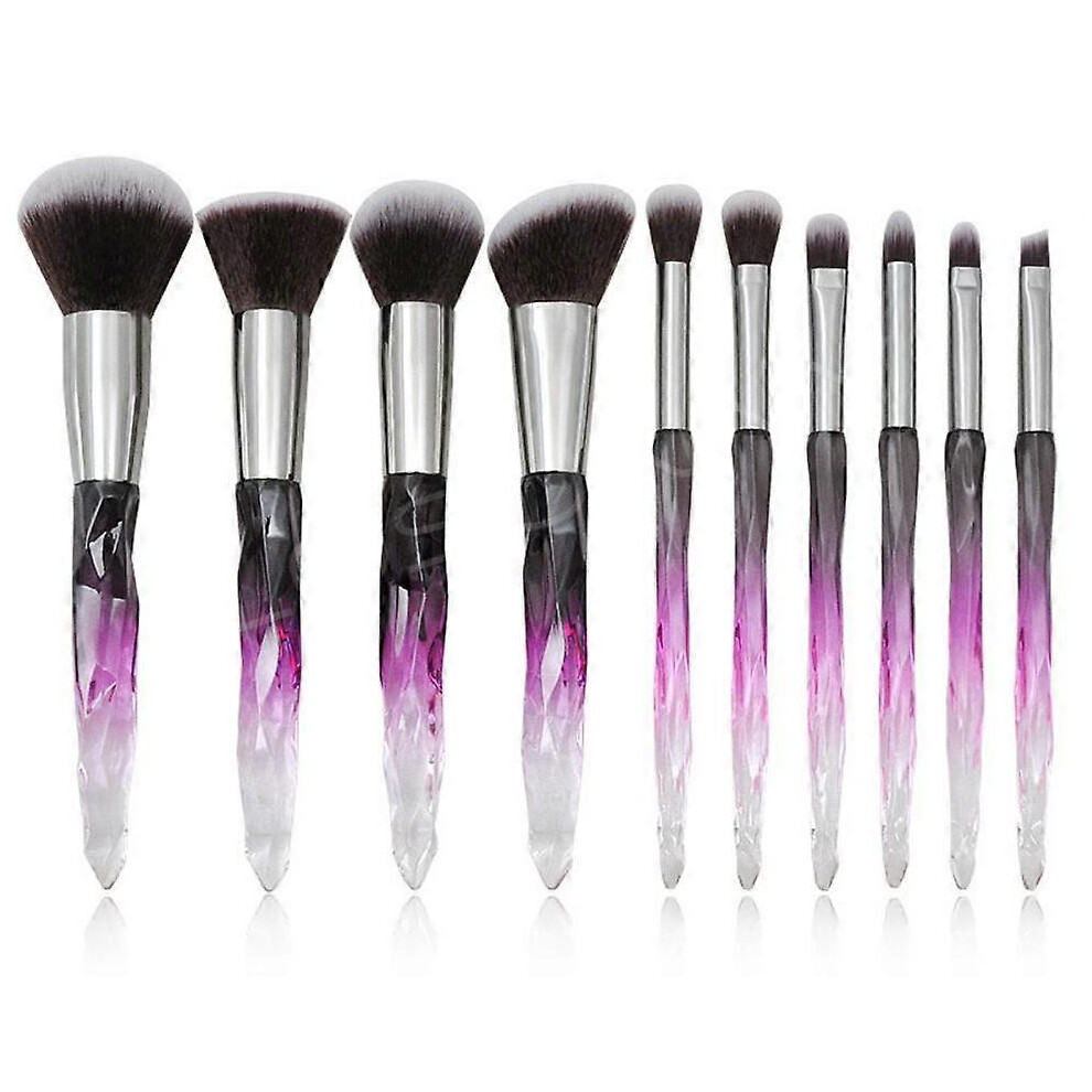 (As show, One size) Makeup Brushes Crystal Handle Cosmetic Brush Set 10pcs