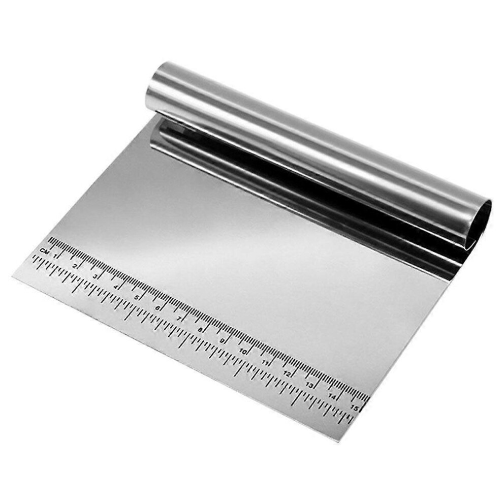 Kricely (As Show, One Size) Kitchen Stainless Steel Dough Cutter With Scale Scraper Kitchen Gadget Cream