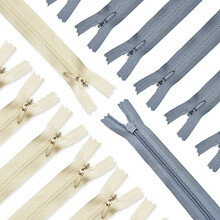 Renashed 50 Stck 21,5 Zoll Mix Beige & Grau unsichtbare Nylon-Reiverschlsse fr Schneider Nhen Nhen Handwerk Crafter's Special 20 Farben (Beige