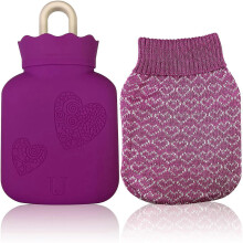 (As show, One size) Silicone Hot Water Bag for Kids, Suitable for Pain Relief, Cramps, Back, Neck, Feet (Purple)