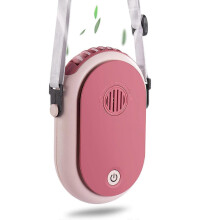 (As show, One size) Portable Hanging Neck Fan Wearable Personal Fan For Women Camping Outdoor (pink)