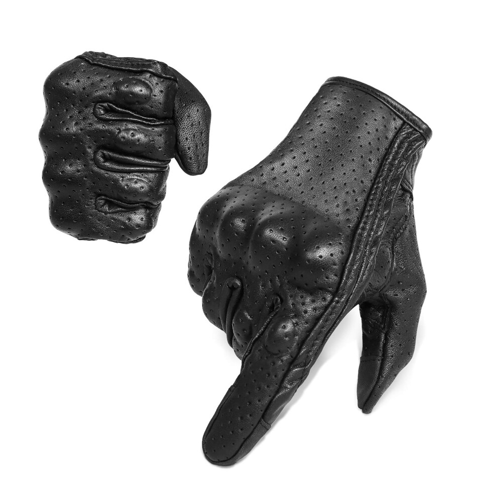 Superbike Full Finger Goat Skin Leather Touch Screen Motorcycle Gloves 612292189716