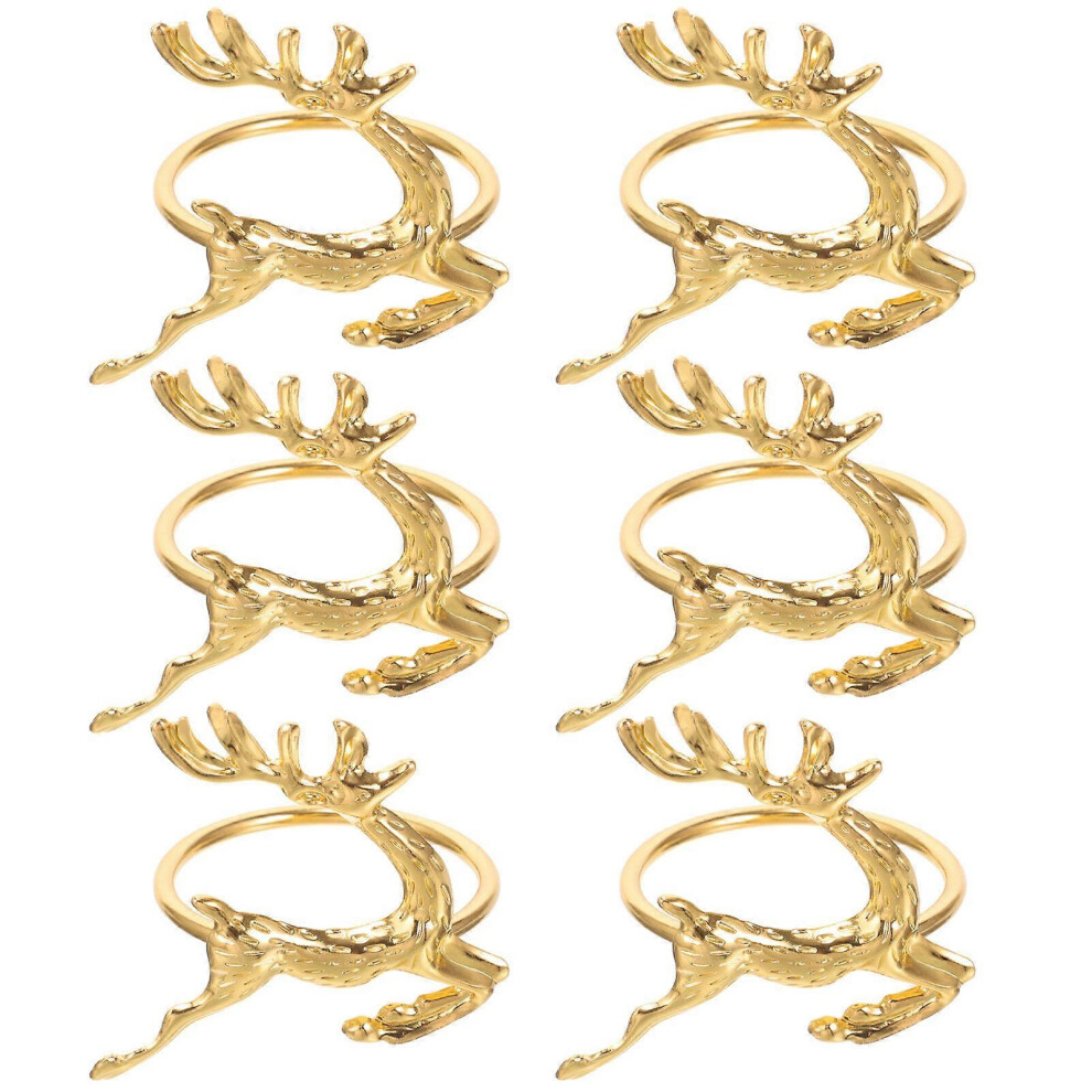 Kricely (As Show, One Size) 6Pcs Christmas Deer Napkin Ring Cute Deer Napkin Ring Holders Metal Napkin Rings For Party