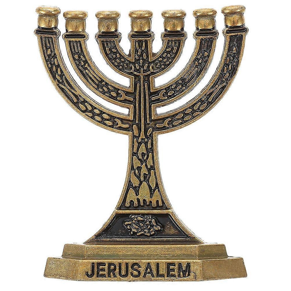 Kricely (As Show, One Size) Taper Candlestick Hanukkah Themed Candle Holder 7-Branch Candlestick Holder Table Centerpiece