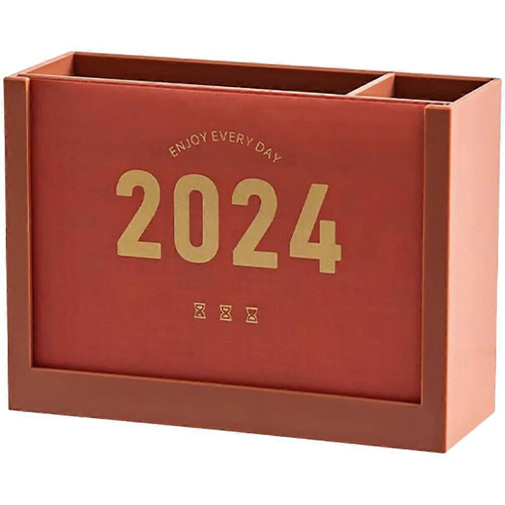 Kricely (As Show, One Size) Office Desktop Pen Holder Calendar Showing Case Plastic Calendar Organizing Box