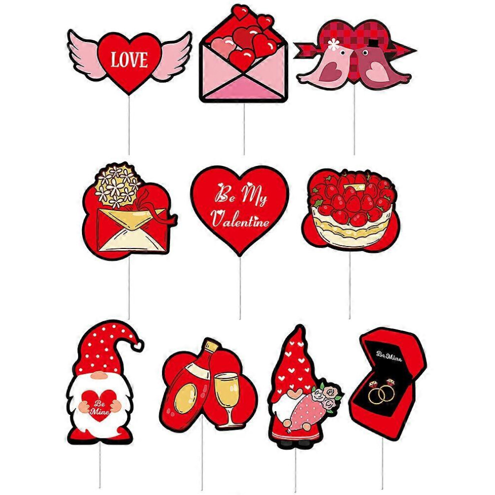 Kricely (As Show, One Size) 10Pcs Valentine's Day Cake Decorations Dessert Toppers Love Heart Cupcake Decors