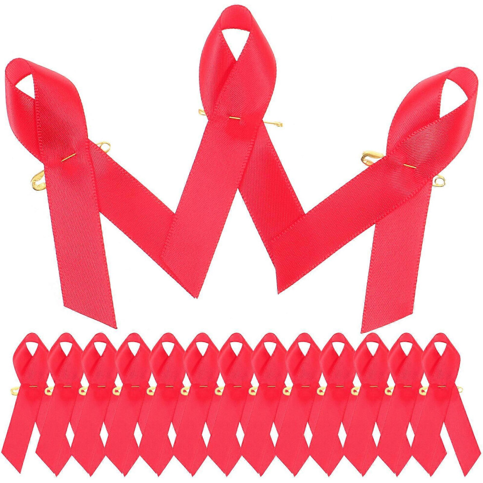Kricely (As Show, One Size) 50Pcs Delicate Ribbons And Pin Fundraising Ribbons Pin Aids Ribbons For Public
