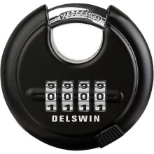 (As show, One size) 4 Digit Combination Disc Padlock with Hardened Steel Shackle Combo Lock for Sheds, Storage Unit, Gym and Fence (25/64" Shackle, Black 1Pcs)