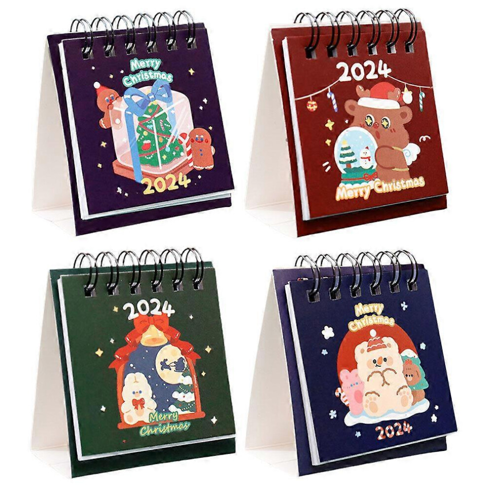 Kricely (As Show, One Size) 4Pcs Office Calendar Xmas Themed Desk Calendar Decorative Standing Calendar Office Accessory