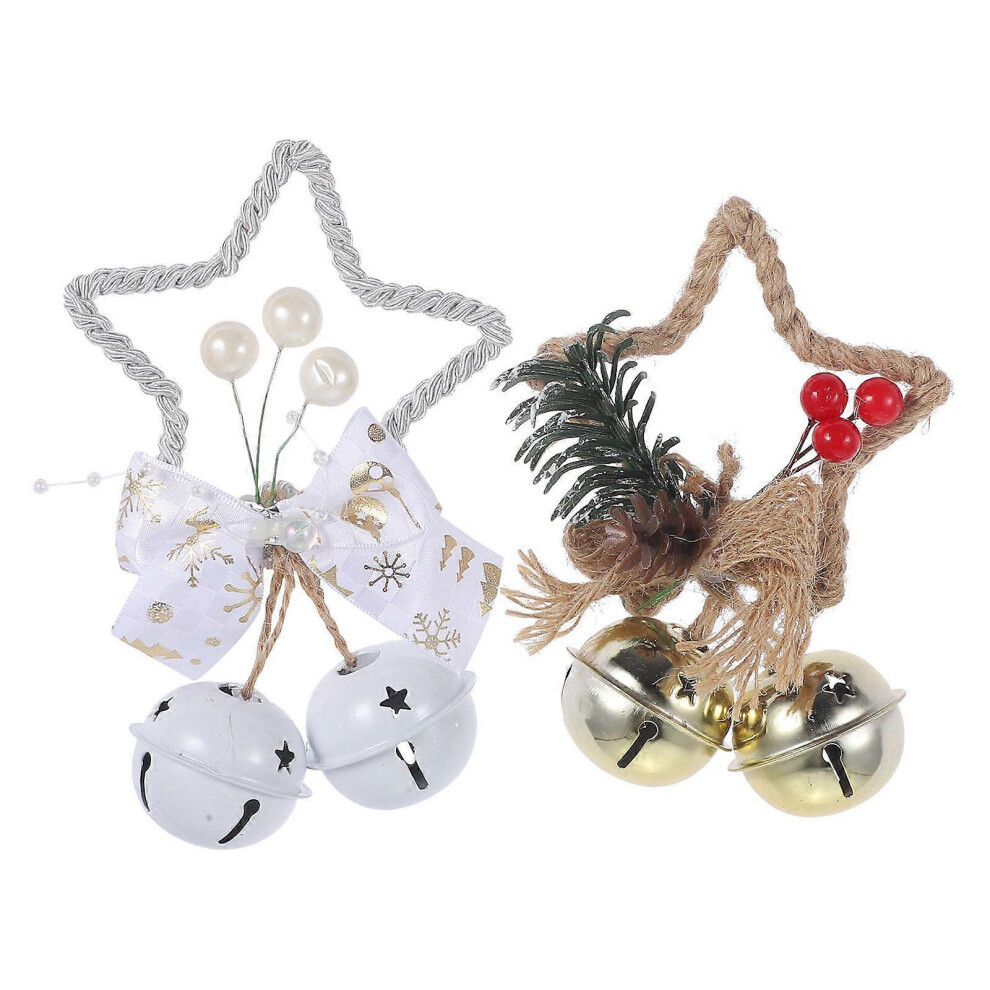 Kricely (As Show, One Size) 2Pcs Christmas Bell And Star Shaped Ornament Hanging Ornament Christmas Bell Decoration