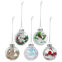 (As show, One size) 6pcs Clear Christmas Ball Xmas Tree Hanging Decoration Wear-resistant Plastic Baubles With Accessories
