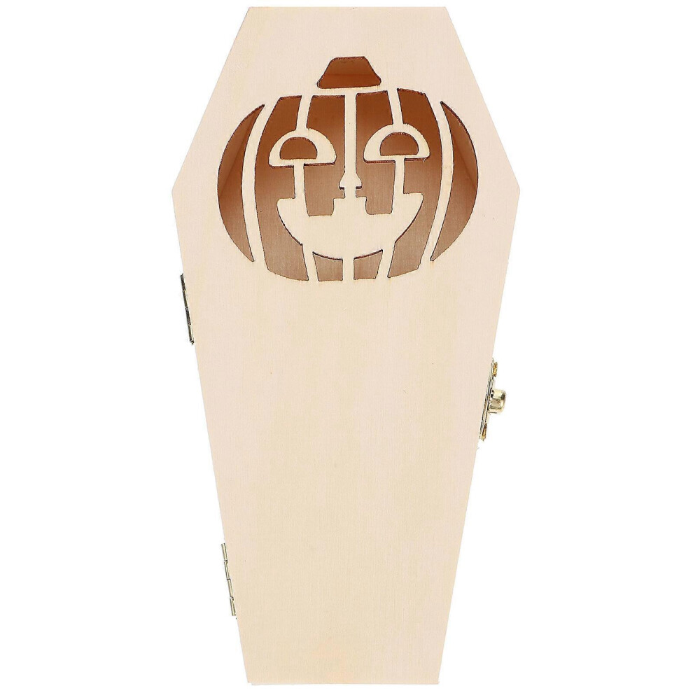 Kricely (As Show, One Size) Halloween Wooden Candy Box Coffin Shaped Gift Box Wood Clamshell Gift Box