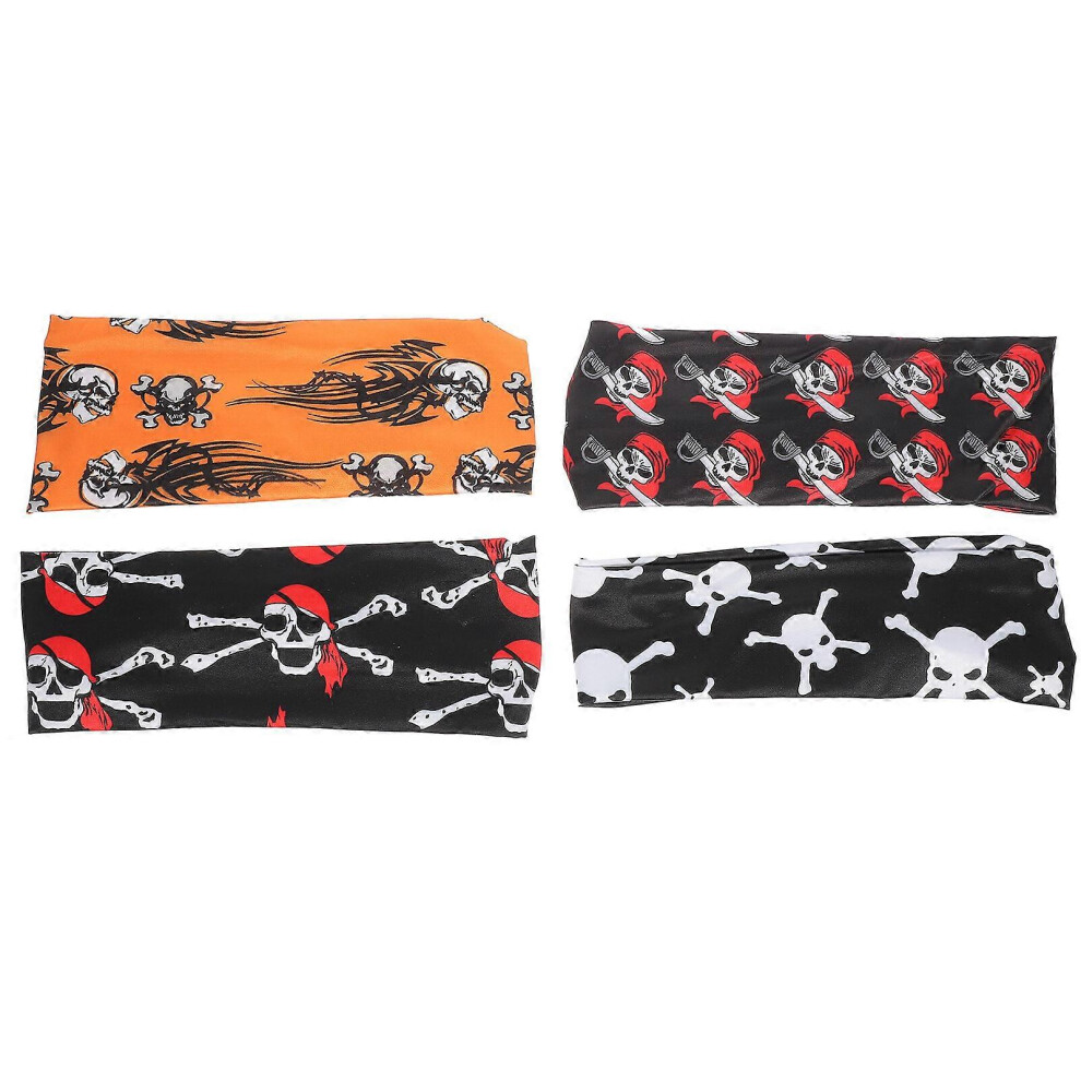 Kricely (As Show, One Size) 3Pcs Halloween Skull Pattern Headbands Stretch Hairbands Wide Hair Bands