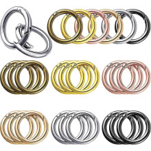 (As show, One size) 18 Pieces Spring O Rings Alloy Trigger Round Snap Buckle, 6 Colors Hook Clip DIY Accessories Spring Keyring Buckle for Keychains, Bag, Purse and Handb