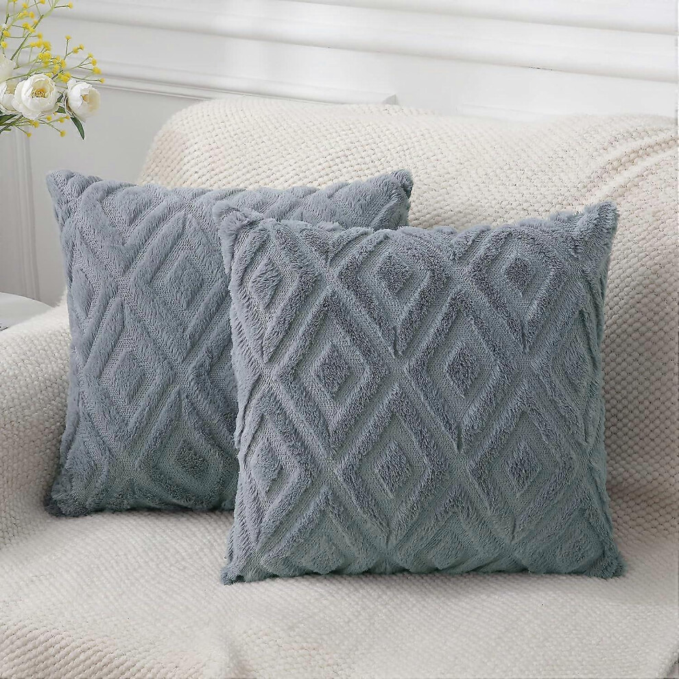 Konhill (As Show, One Size) Soft Faux Fur Throw Pillow Covers 20X20 - Plush Short Wool Velvet Decorative Pillow Covers - Couch Sofa Pillow Covers For Living R