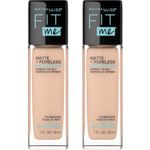 Fond de teint liquide sans huile Fit Me Matte + Poreless de Maybelline, cr me beige, lot de 2